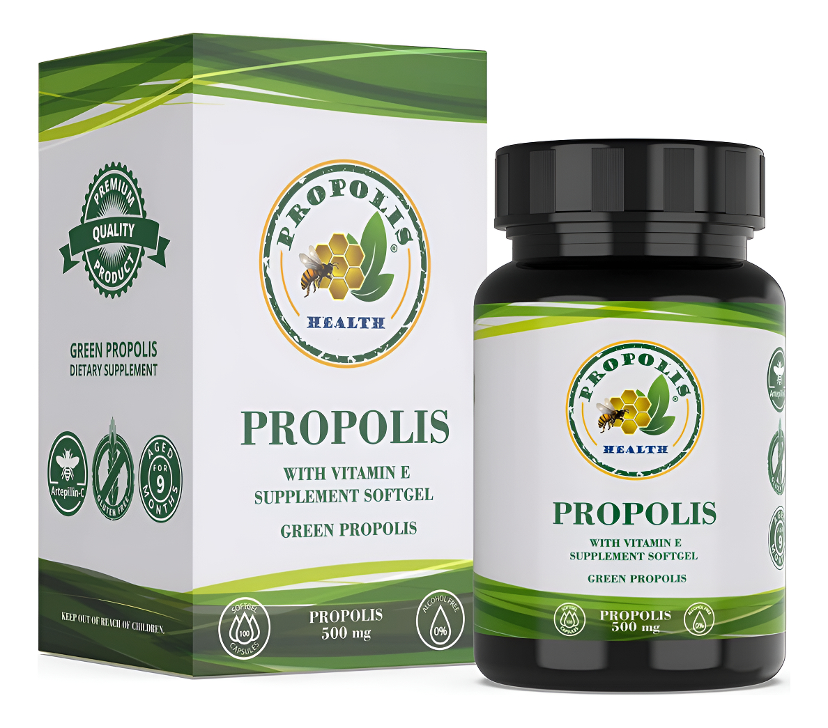 Propolis Health Extracto De Propóleo De Abeja Brasileña, Refuerzo Inmunológico, Propóleo 500 Mg, 100 Cápsulas Blandas