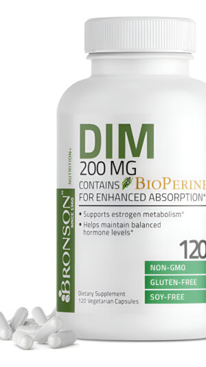 Bronson Suplemento Dim De 200 Mg De Diindolimetano Con Bioperine Para Una Absorción Mejorada, Metabolismo De Estrógeno