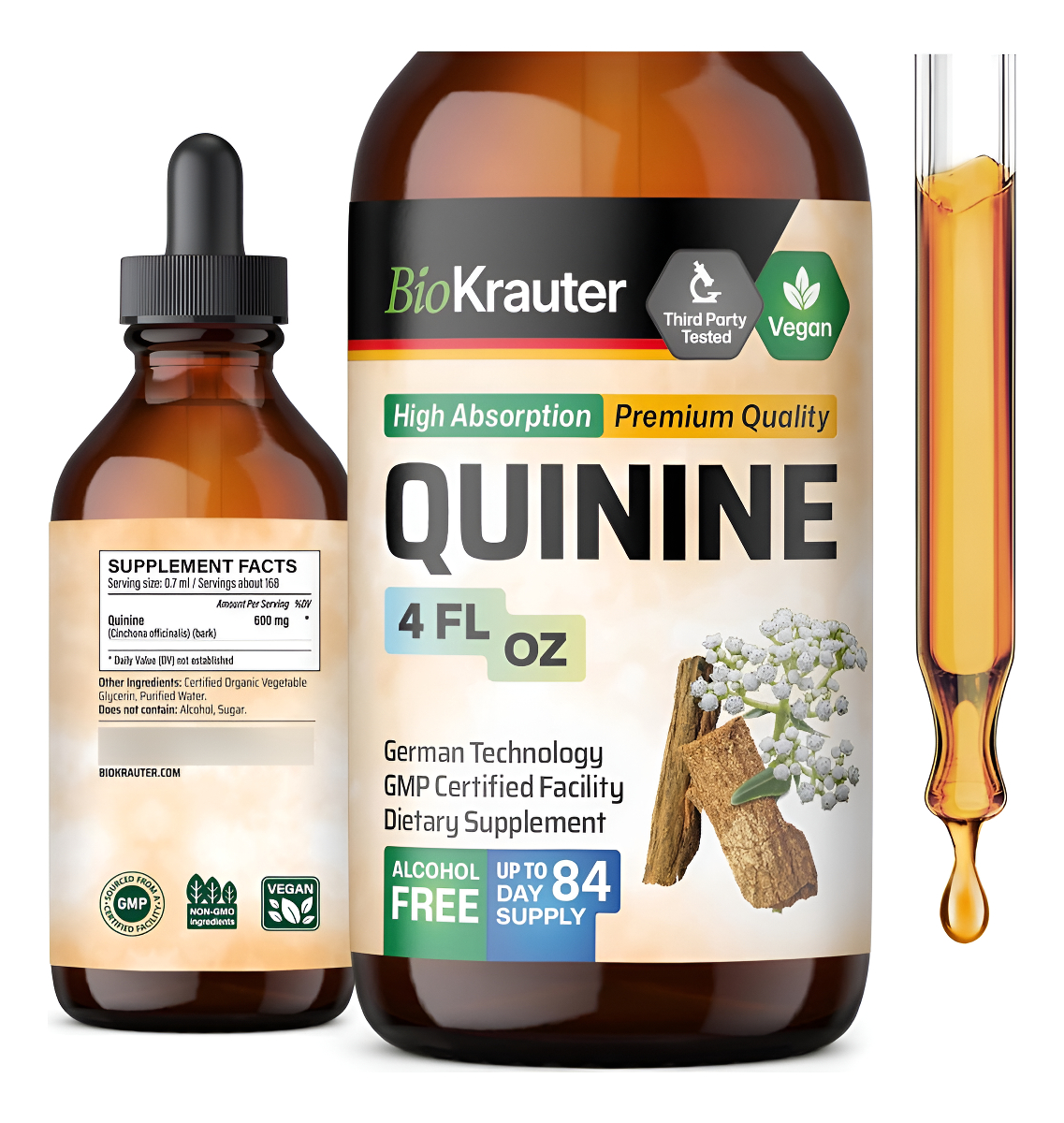 Mauwe Herbs Extracto Líquido Para Aliviar Los Calambres En Las Piernas De Quinina, Gotas De Corteza De Cinchona Officin