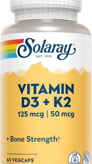 Suplemento Solaray Vitamina D-3 Y K-2, 60 Cápsulas Vegetarianas