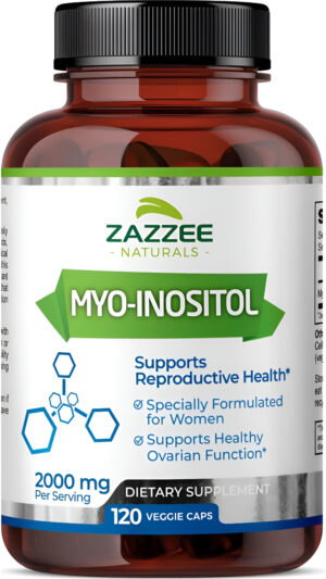 Zazzee Myo-inositol Para Sop, 120 Cápsulas Vegetarianas, 0.07 Oz Por Ración