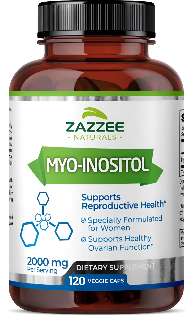 Zazzee Myo-inositol Para Sop, 120 Cápsulas Vegetarianas, 0.07 Oz Por Ración