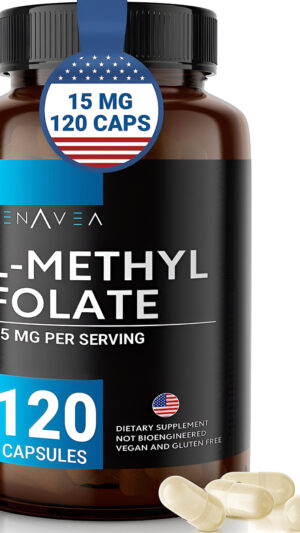 Zenavea L-metilfolato 15 Mg (120 Cápsulas Veganas) Suplemento De Metilfolato, 5-mthf Para Deficiencia De Ácido Fólico