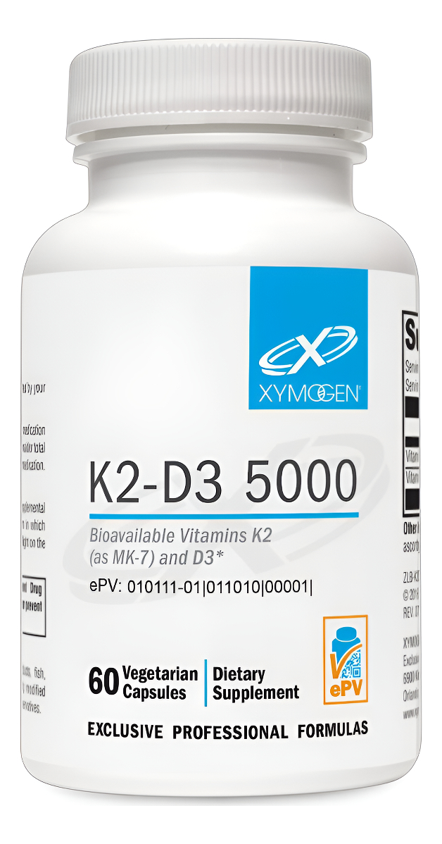 Xymogen Vitamina D3 K2 Con 180 Mcg De Vit Vitamina D Biodisponible 5000 Ui (colecalciferol) Con Vitamina K2 Mk-7