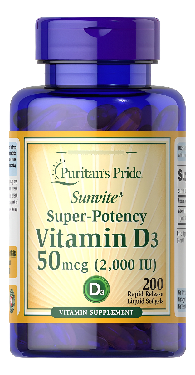 Puritan's Pride Vitamina D3 50mcg (2,000 Ui) 200 Cápsulas Blandas