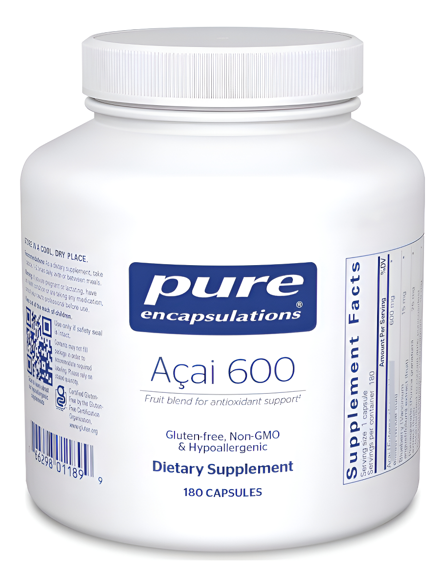 Pure Encapsulations Acai 600 | Suplemento De Bayas Para Fibra, Apoyo Inmunológico, Antioxidantes Y Flavonoides* | 180 C