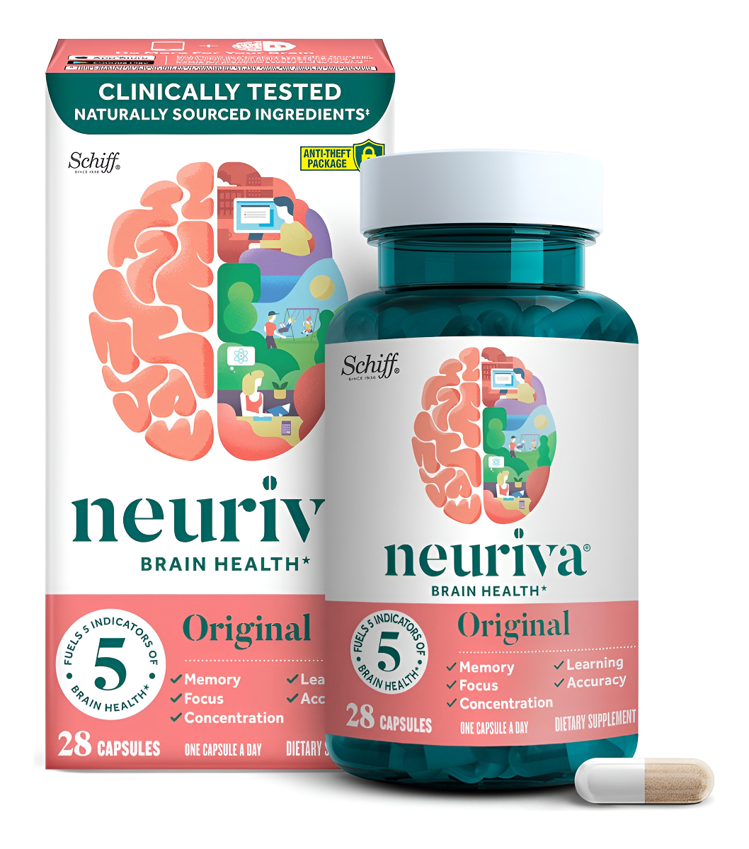 Neuriva Suplemento Cerebral Nootrópico Descafeinado Original Probado Clínicamente Para Memoria, Concentración Y Concent