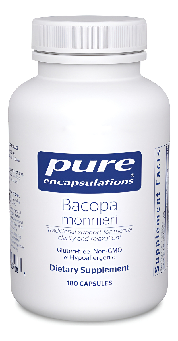 Pure Encapsulations Bacopa Monnieri | Suplemento Para El Cerebro, La Memoria, La Concentración Y El Estrés.* | 180 Cáps