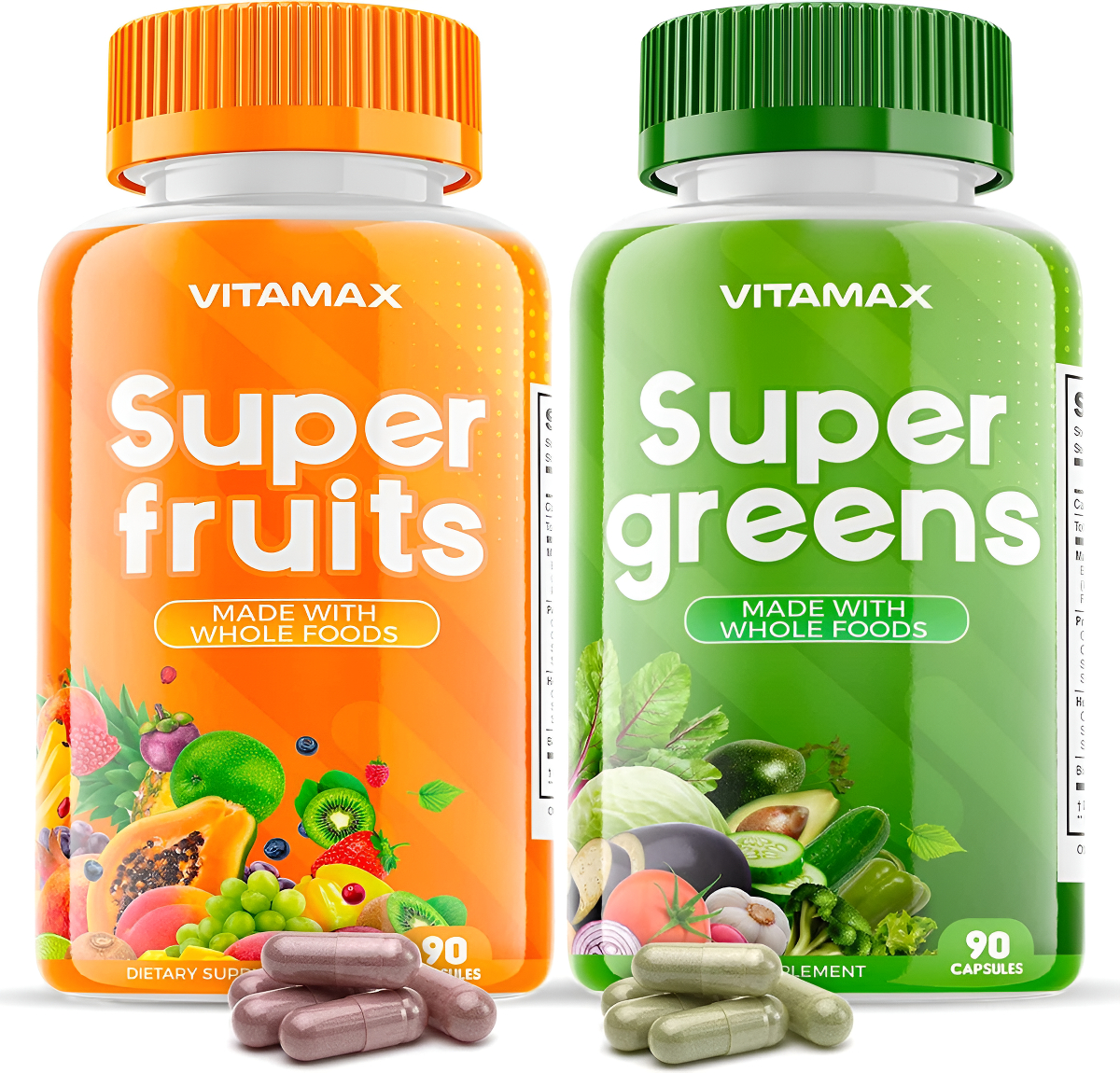 Vitamax Suplementos De Frutas Y Verduras Superalimentos Orgánicos Integrales Vitaminas Y Minerales 90 Cápsulas Vege