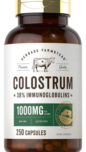 Carlyle Cápsulas De Calostro | 1000 Mg | 250 Unidades | 30% Igg | Sin Omg, Suplemento Sin Gluten | Por Herbage Farmstea