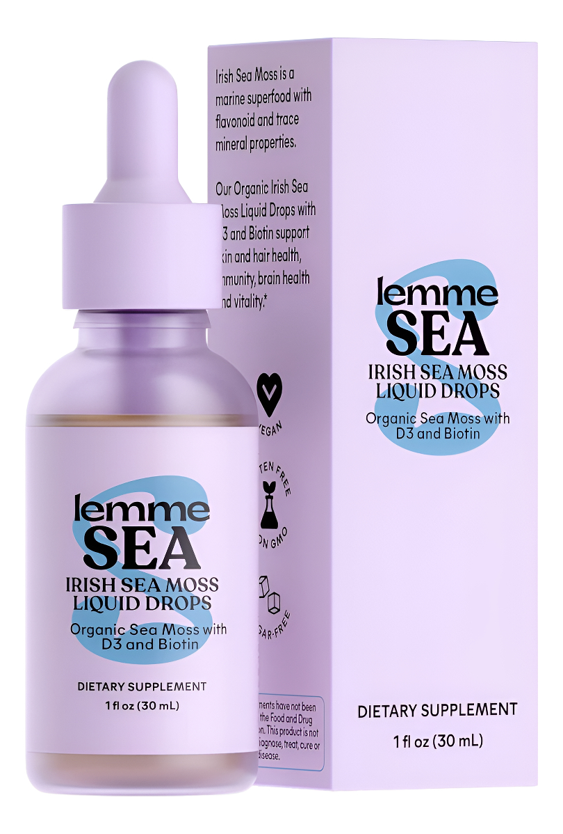 Lemme Irish Sea Moss - Gotas Líquidas Orgánicas Con Vitamina D3 Y Biotina Para Apoyo De Minerales Traza, Inmunidad, Cab