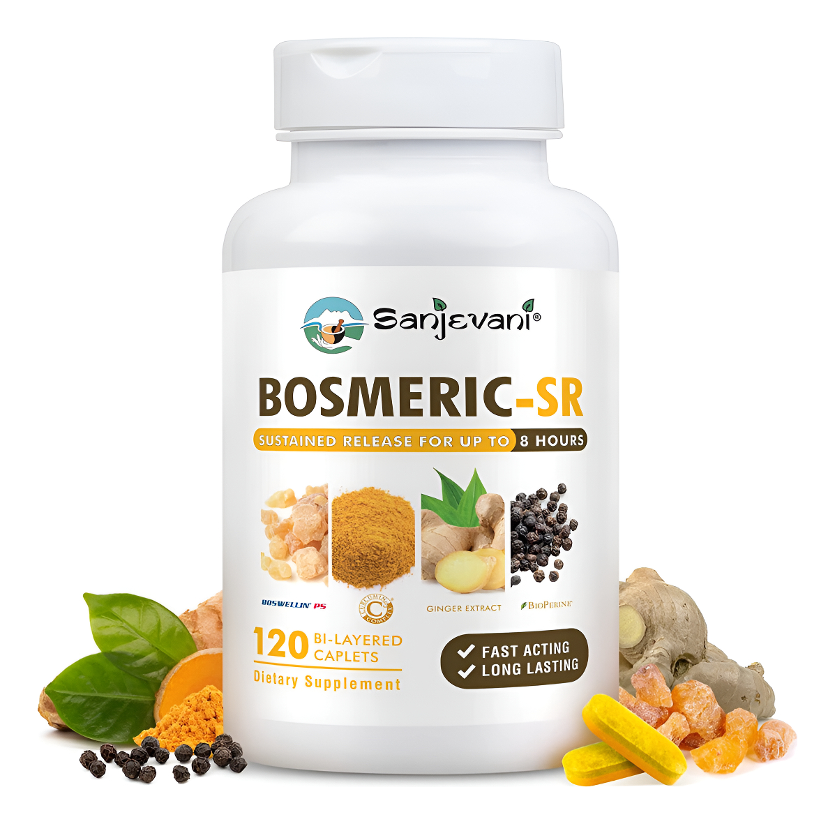 Bosmeric-sr Suplemento De Curcumina De Cúrcuma Con Pimienta Negra, Extracto De Boswellia Y Jengibre