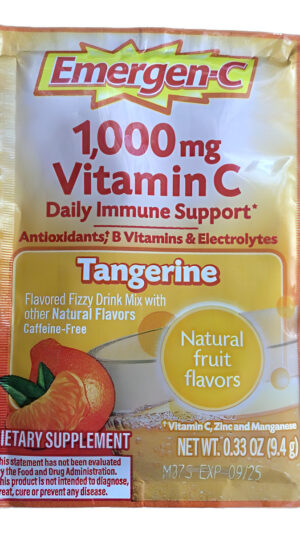 Emergen-c 1000 Suplemento De Vitamina C Sabor Mandarina, Pack De 9 Sobres.