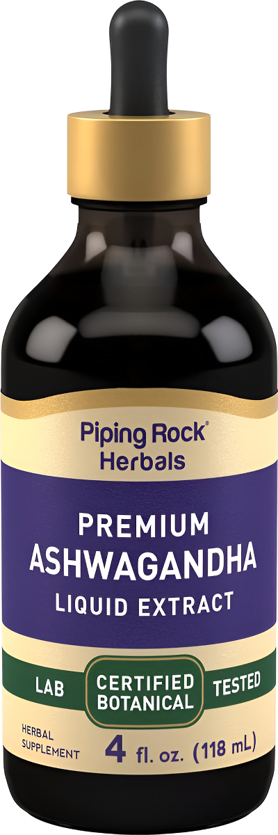 Piping Rock Extracto Líquido De Raíz De Ashwagandha | 4 Onzas Líquidas | Gotas De Tintura Premium | Suplemento De Hierb