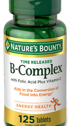 Nature's Bounty Complejo De Vitamina B, Suplemento De Liberación De Tiempo Con Ácido Fólico Más Vitamina C, 125 Tabletas