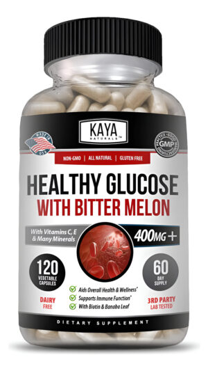 Kaya Naturals Healthy Glucose With Bitter Melon Supplement Support Healthy Levels & Function, 20 Herbs Vitamins Mineral