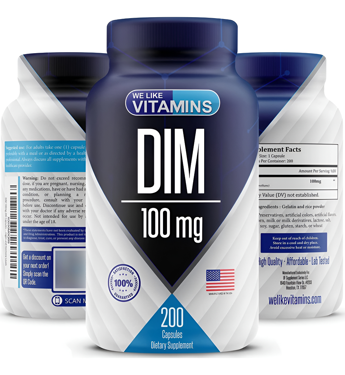 Nos Gustan Las Vitaminas Dim 100mg 200 Cápsulas Suministro