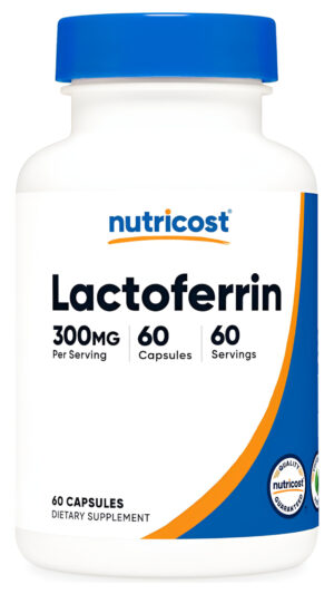 Nutricost Cápsulas De Lactoferrina (60 Cápsulas, 300 Mg) Probadas Por Terceros, Sin Gluten, Vegetarianas, Cumple Con Gm