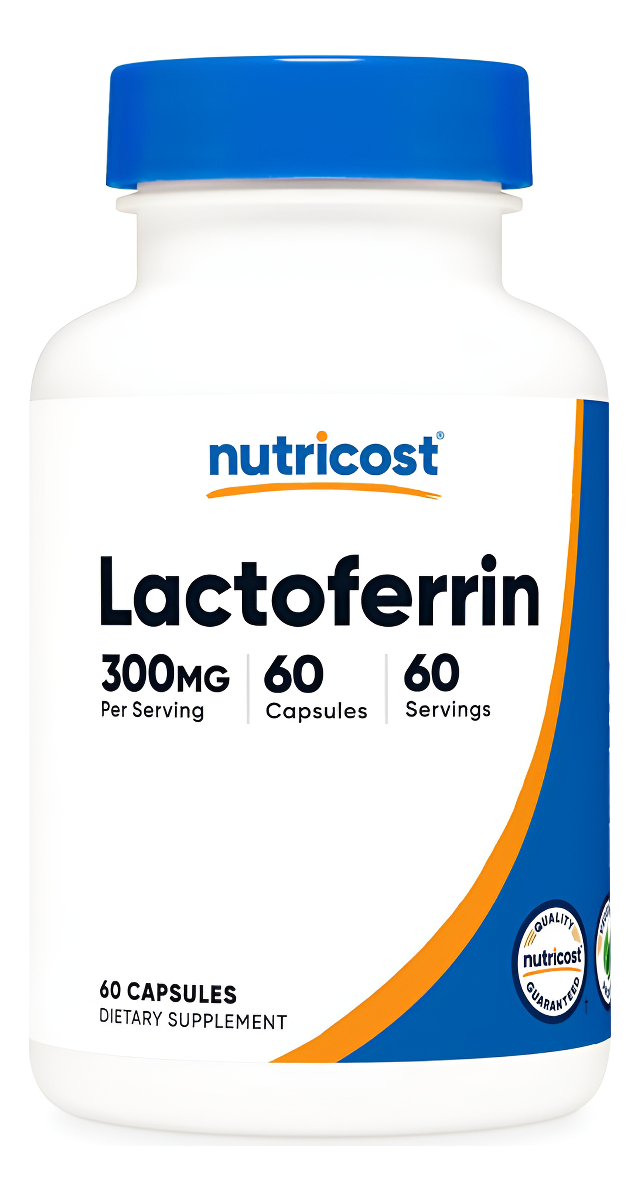 Nutricost Cápsulas De Lactoferrina (60 Cápsulas, 300 Mg) Probadas Por Terceros, Sin Gluten, Vegetarianas, Cumple Con Gm