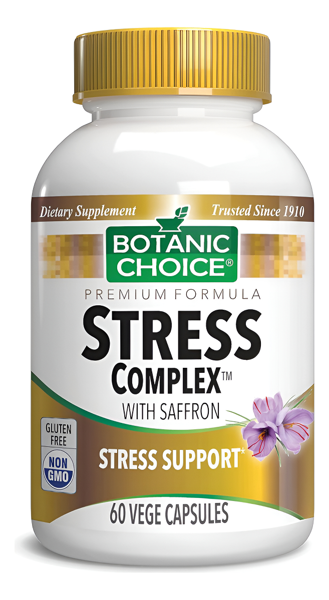 Botanic Choice Complejo De Estrés Con Azafrán-ashwagandha, Rodiola, Apoyo Y Refuerzo Del Estado De Ánimo, Apoyo De Memo