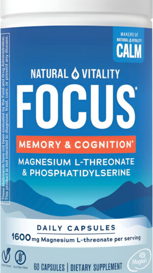 Natural Vitality Focus, L-treonato De Magnesio Y Fosfatidilserina Suplementos Cerebrales Nootrópicos Para Memoria, Enfo