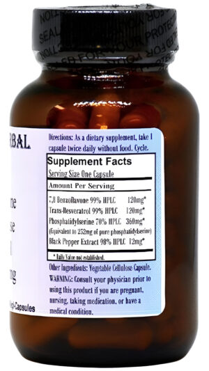 Barlowe's Herbal Elixirs 7,8 Benzoflavona | Anti-aromatase | Complejo Anti-cortisol | 612 Mg | 60 Cápsulas Vegetales |
