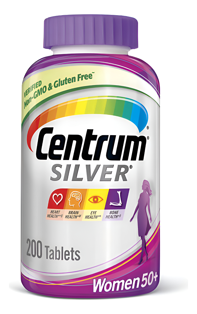 Suplemento Multivitamínico/multimineral Centrum Silver Para Mujeres, Con Vitamina D3, Para Mayores De 50 Años (200 Comprimidos)