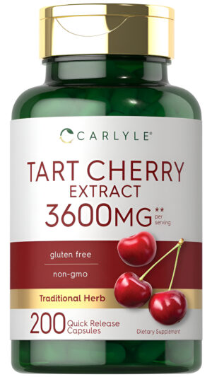 Carlyle - Cápsulas De Extracto De Cereza Tart, 200 Unidades, 2400 Mg, Suplemento Sin Omg Y Sin Gluten