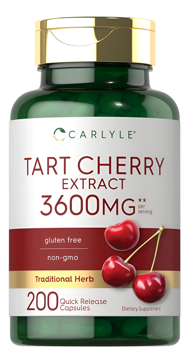 Carlyle - Cápsulas De Extracto De Cereza Tart, 200 Unidades, 2400 Mg, Suplemento Sin Omg Y Sin Gluten