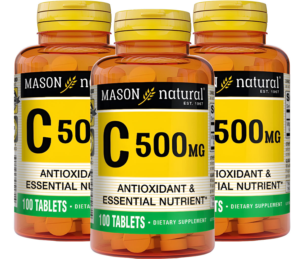 Mason Natural Vitamina C 500 Mg, Apoya El Sistema Inmunológico, 100 Tabletas (paquete De 3)
