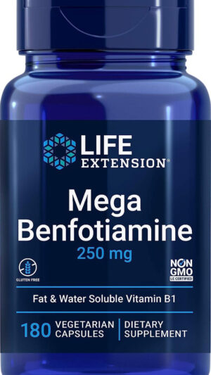 Life Extension Mega Benfotiamina, 250 Mg, 180 Cápsulas Vegetales Con Tiamina, Suplemento De Vitamina B1
