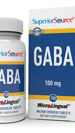 Superior Source Gaba - Tabletas Microlingües De 100 Mg De Disolución Rápida, 100 Unidades, Apoyo Para La Salud Cerebral