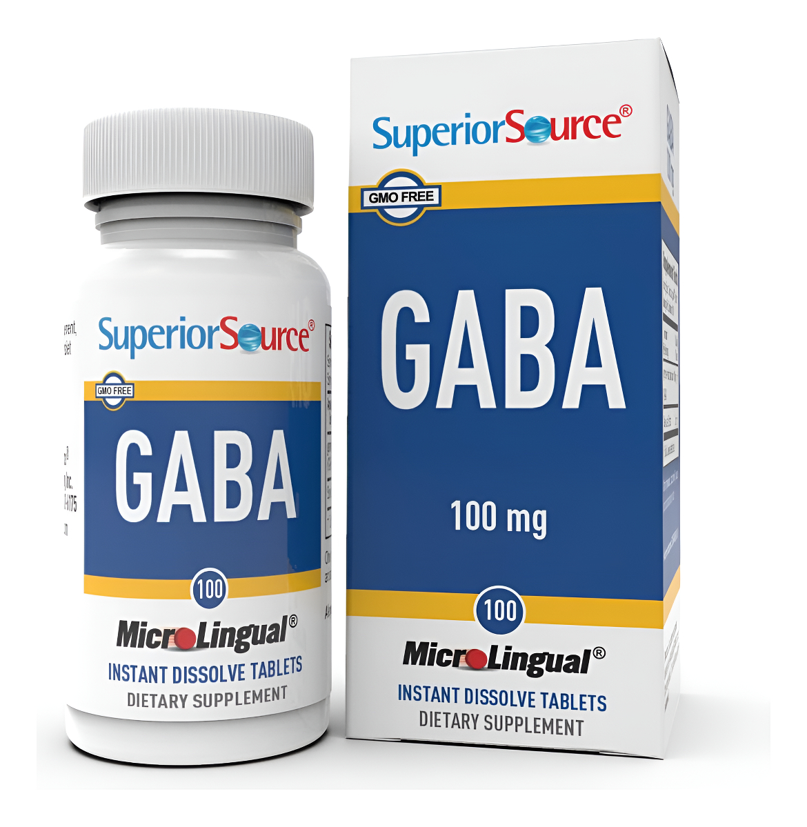 Superior Source Gaba - Tabletas Microlingües De 100 Mg De Disolución Rápida, 100 Unidades, Apoyo Para La Salud Cerebral