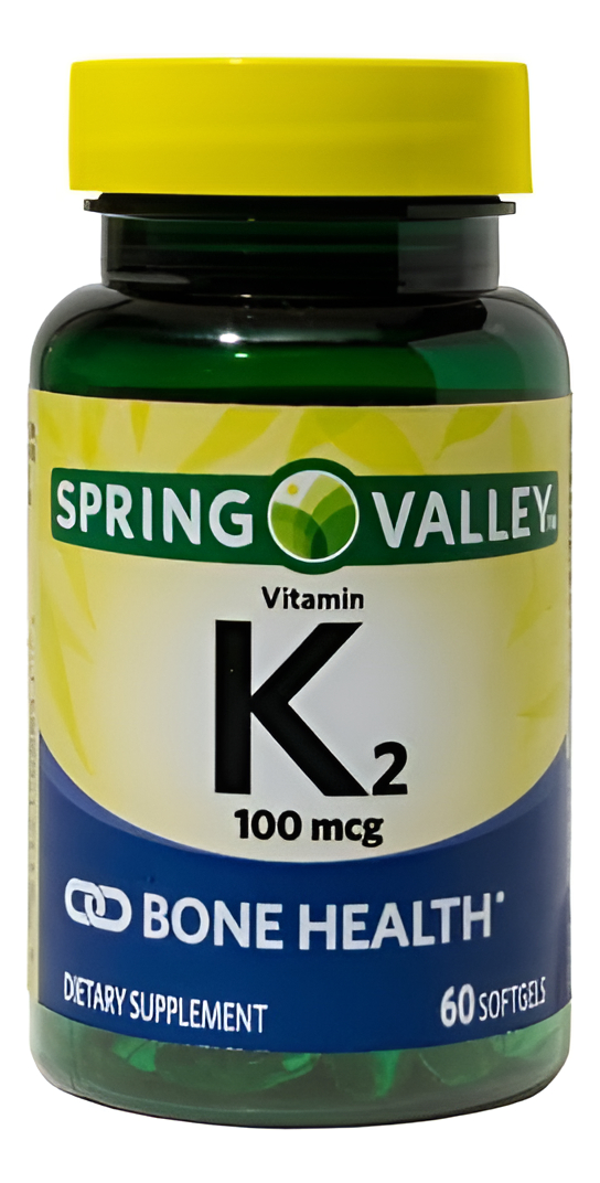 Spring Valley Vitamina K2, 100 Mcg, Salud Ósea, 60 Softgels