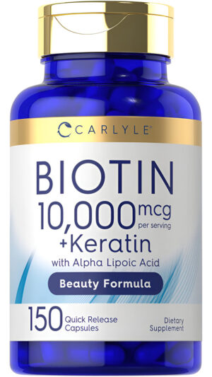 Carlyle Biotin 10000mcg | 150 Cápsulas | Fórmula De Belleza Con Queratina | Suplemento Sin Omg, Sin Gluten