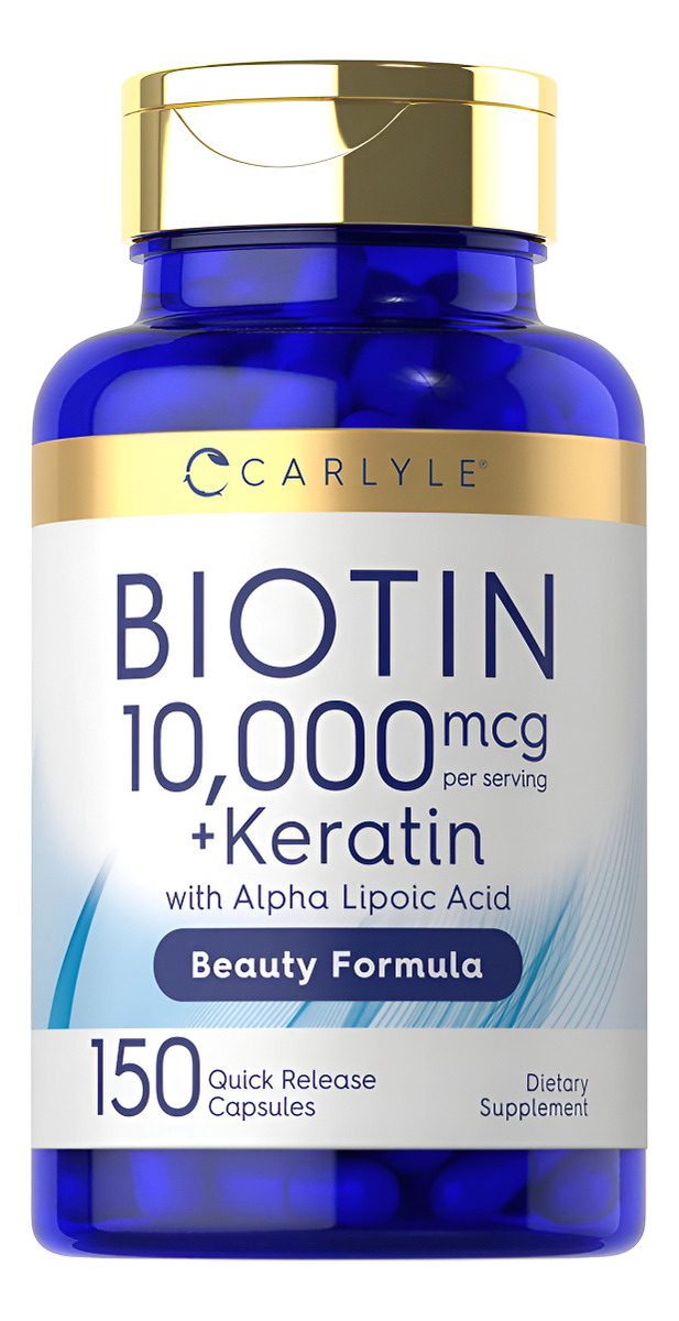 Carlyle Biotin 10000mcg | 150 Cápsulas | Fórmula De Belleza Con Queratina | Suplemento Sin Omg, Sin Gluten