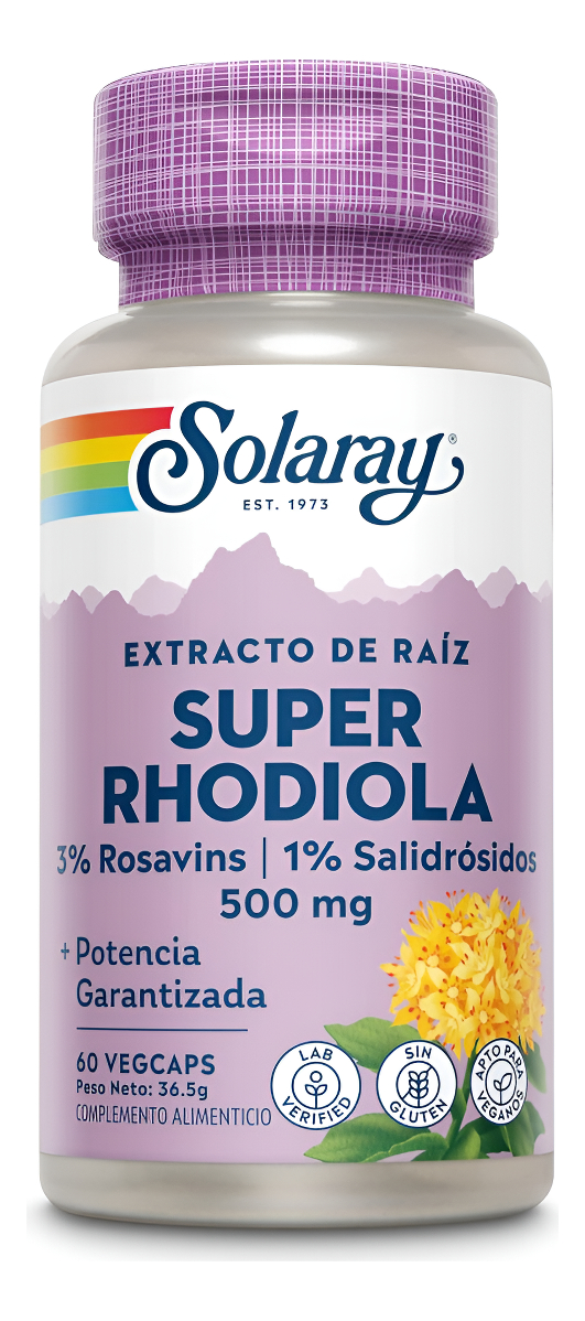 Solaray Super Rhodiola Extracto De Raíz De 500 Mg Vcapsules, 60 Unidades