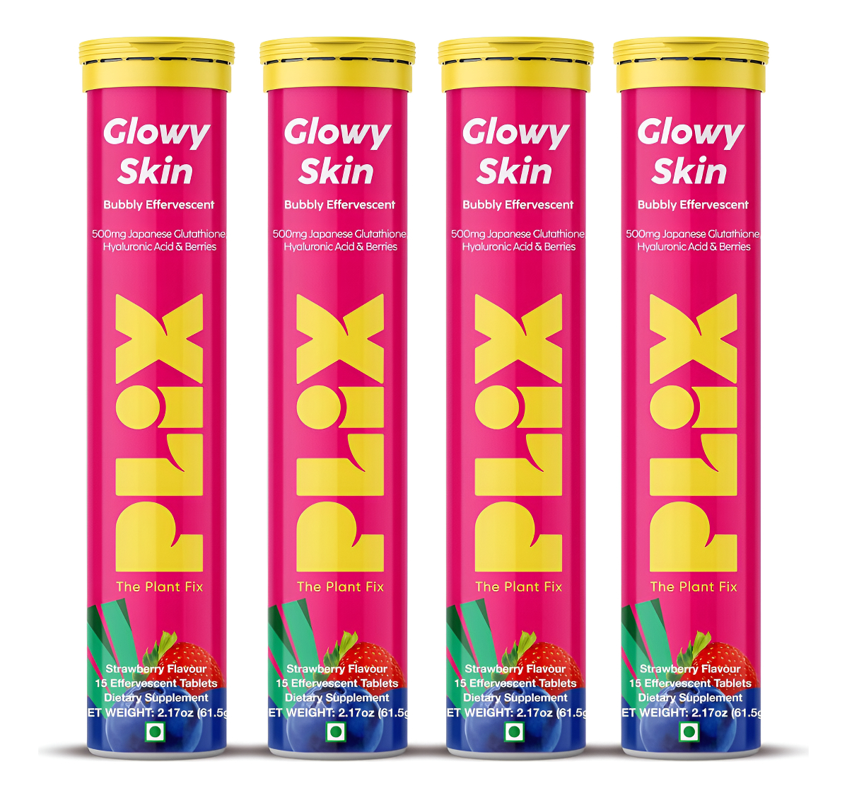 Plix Suplemento De Glutatión De 500 Mg Comprimidos Efervescentes Con Vitamina C, E Y Ácido Hialurónico, Piel Clara Con