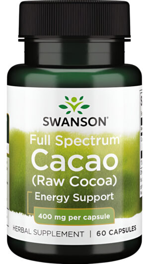 Swanson Cacao De Espectro Completo (cacao Crudo)  Suplemento De Hierbas (60 Cápsulas, 400 Mg Cada Una)