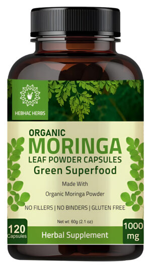 Cápsulas De Moringa Orgánica De 120 Cápsulas De 1000 Mg  Cápsulas De Polvo De Hoja De Moringa Oleifera Orgánica, Energ
