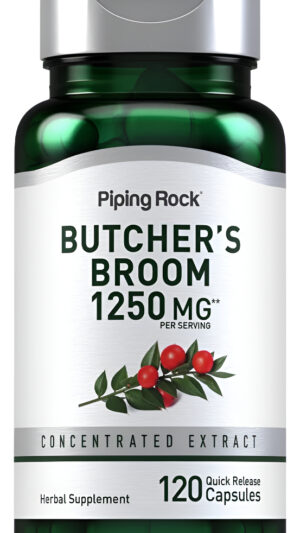Piping Rock Suplemento De Rusco | 1250 Mg | 120 Cápsulas | Extracto De Raíz De Hierbas | Sin Ogm, Sin Gluten