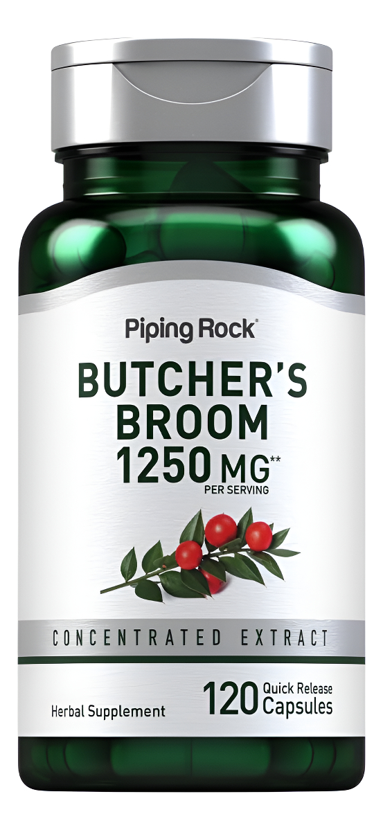 Piping Rock Suplemento De Rusco | 1250 Mg | 120 Cápsulas | Extracto De Raíz De Hierbas | Sin Ogm, Sin Gluten