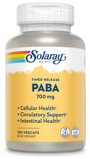 Solaray Paba De Liberación Prolongada, 100 Cápsulas Veganas Vitamínicas, 700 Mg |