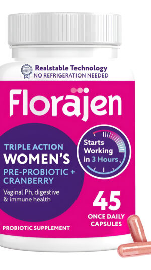 Florajen Suplemento Vaginal De Probióticos, Prebióticos Y Arándanos Para Mujer Para Apoyo Inmunológico Y Salud Digestiv