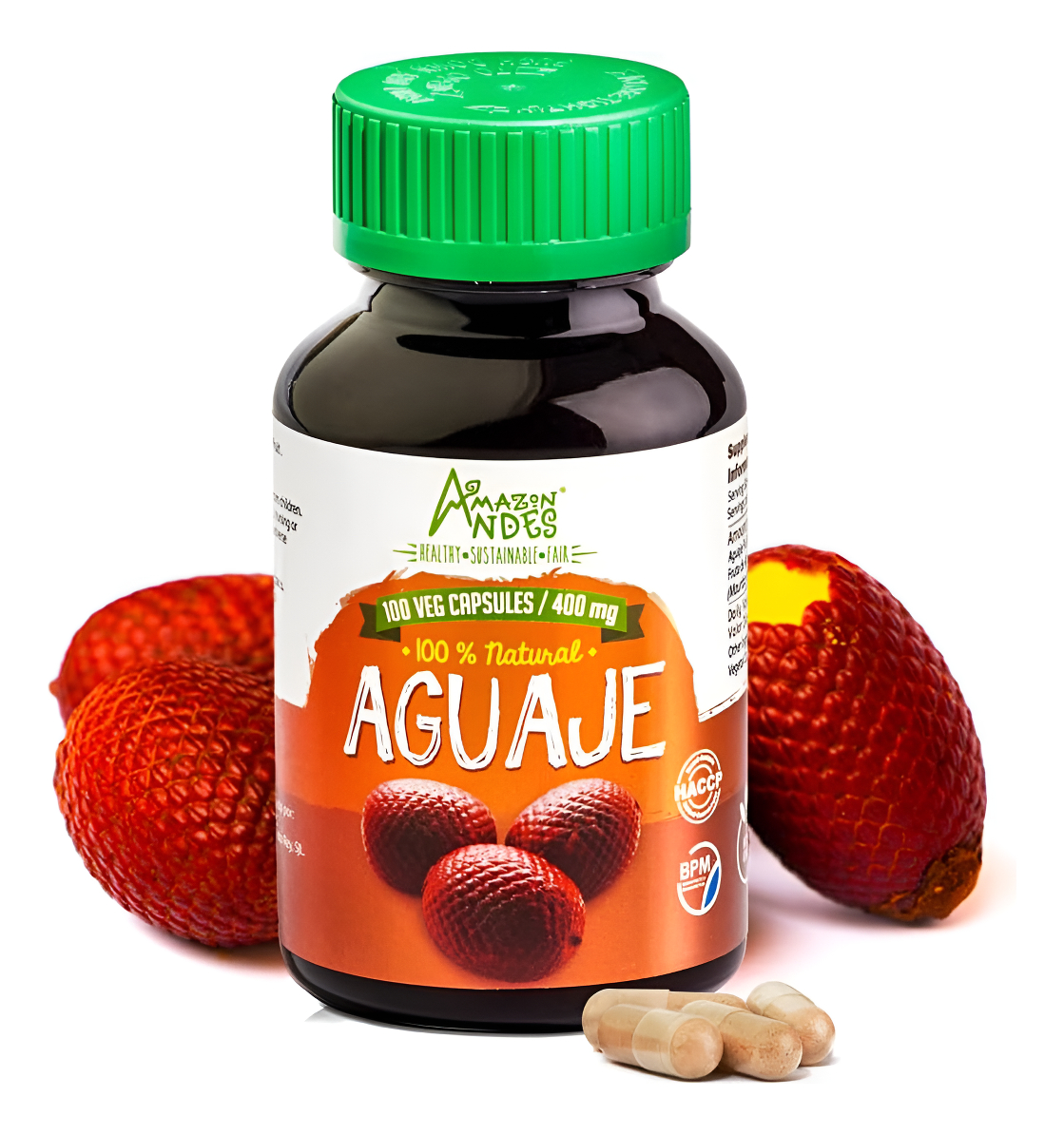 Amazon Andes - Cápsulas De Aguaje - 100 Pastillas - Buriti - 100% Natural - Sin Omg