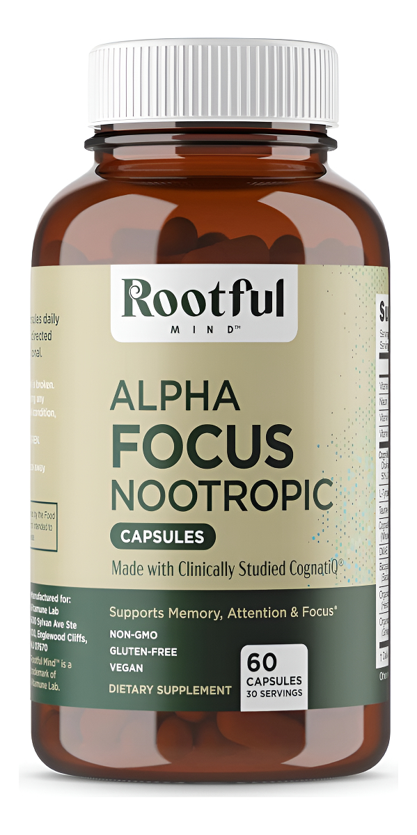 Alpha Focus Nootropic - Suplemento De Refuerzo Cerebral De Memoria Y Enfoque Con Colina, Citicolina, Gpc, L-tirosina, B