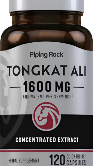 Tongkat Ali 1600mg | 120 Cápsulas | Extracto De Longjack Para Hombres | Suplemento Sin Omg, Sin Gluten | Por Piping Rock