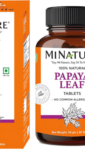 Tabletas De Hoja De Papaya De Mi Nature| 90 Comprimidos, 1000 Mg| Suministro Para 45 Días| Vegano| Hoja De Papaya|