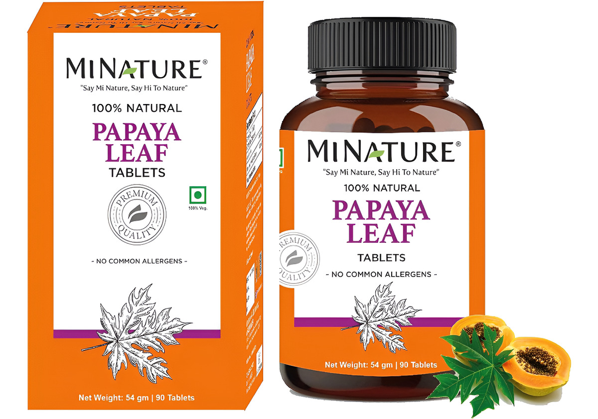 Tabletas De Hoja De Papaya De Mi Nature| 90 Comprimidos, 1000 Mg| Suministro Para 45 Días| Vegano| Hoja De Papaya|
