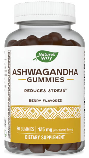 Nature's Way Ashwagandha - Gomitas Reductoras De Estrés Con Hierba Adaptogénica*, Sabor A Bayas, 125 Mg, 90 Gomitas